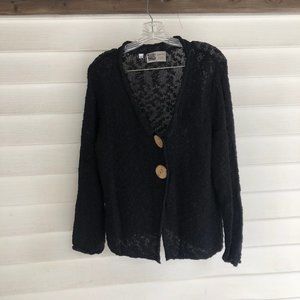 Black Habitat Cardigan with Fun Buttons size M